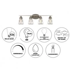 Solution 4-Light Brushed Nickel Bathroom Vanity Light Fixture with Metal Shades by Bel Air Lighting -GlowNest Shop brushed nickel bel air lighting vanity lighting 21194 bn 40 1000