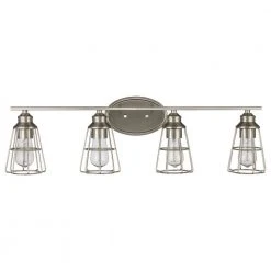 Solution 4-Light Brushed Nickel Bathroom Vanity Light Fixture with Metal Shades by Bel Air Lighting