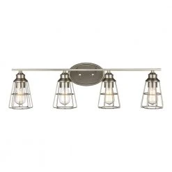 Solution 4-Light Brushed Nickel Bathroom Vanity Light Fixture with Metal Shades by Bel Air Lighting -GlowNest Shop brushed nickel bel air lighting vanity lighting 21194 bn c3 1000