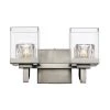 12.5 in. 2-Light Brushed Nickel Bathroom Vanity Light Fixture with Clear Glass Shades by Bel Air Lighting 2 12.5 in. 2-Light Brushed Nickel Bathroom Vanity Light Fixture with Clear Glass Shades by Bel Air Lighting -GlowNest Shop brushed nickel bel air lighting vanity lighting 21232 bn 64 1000