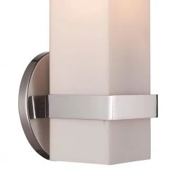 Jasper 1-Light Brushed Nickel Wall Sconce Light Fixture with Frosted Glass Shade by Bel Air Lighting -GlowNest Shop brushed nickel bel air lighting vanity lighting 21361 bn c3 1000