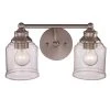 Agoura 14.25 in. 2-Light Brushed Nickel Bathroom Vanity Light Fixture with Clear Glass Shades by Bel Air Lighting -GlowNest Shop brushed nickel bel air lighting vanity lighting 22062 bn 64 1000