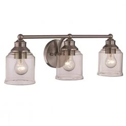 Agoura 23 in. 3-Light Brushed Nickel Bathroom Vanity Light Fixture with Clear Glass Shades by Bel Air Lighting