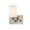 Moonlight 1-Light Brushed Nickel Wall Sconce Light Fixture with Frosted Glass by Bel Air Lighting -GlowNest Shop brushed nickel bel air lighting vanity lighting 22281 bn 64 1000
