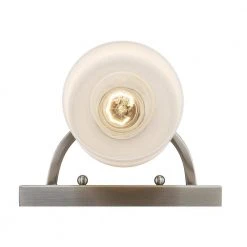 Moonlight 1-Light Brushed Nickel Wall Sconce Light Fixture with Frosted Glass by Bel Air Lighting -GlowNest Shop brushed nickel bel air lighting vanity lighting 22281 bn 66 1000