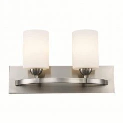 Moonlight 16.5 in. 2-Light Brushed Nickel Bathroom Vanity Light Fixture with Frosted Glass by Bel Air Lighting