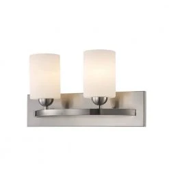 Moonlight 16.5 in. 2-Light Brushed Nickel Bathroom Vanity Light Fixture with Frosted Glass by Bel Air Lighting 18 Moonlight 16.5 in. 2-Light Brushed Nickel Bathroom Vanity Light Fixture with Frosted Glass by Bel Air Lighting -GlowNest Shop brushed nickel bel air lighting vanity lighting 22282 bn c3 1000