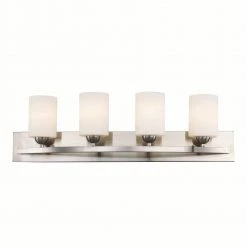 Moonlight 31 in. 4-Light Brushed Nickel Bathroom Vanity Light Fixture with Frosted Glass by Bel Air Lighting