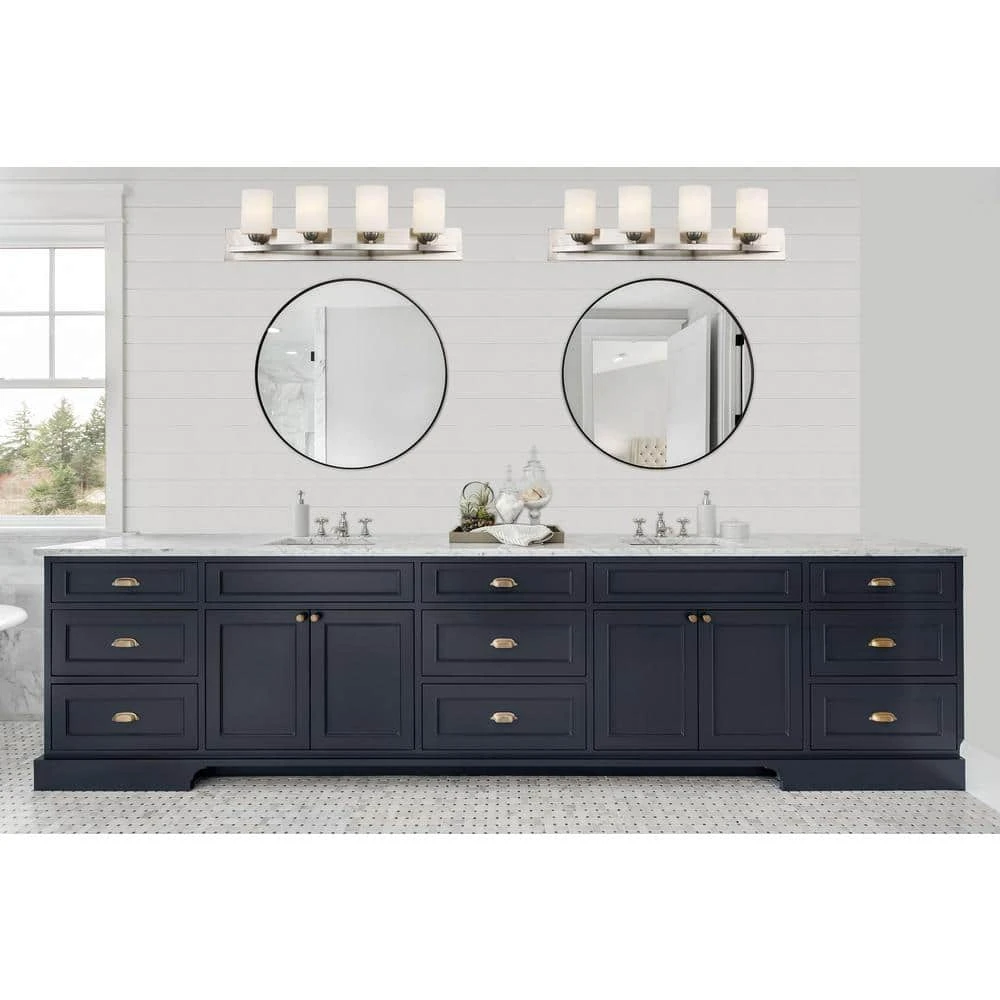 Moonlight 31 in. 4-Light Brushed Nickel Bathroom Vanity Light Fixture with Frosted Glass by Bel Air Lighting 4 Moonlight 31 in. 4-Light Brushed Nickel Bathroom Vanity Light Fixture with Frosted Glass by Bel Air Lighting - Image 2