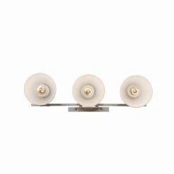 Oxnard 19.5 in. 3-Light Brushed Nickel Bathroom Vanity Light Fixture with Frosted Glass by Bel Air Lighting -GlowNest Shop brushed nickel bel air lighting vanity lighting 22293 bn 1d 1000