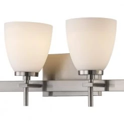Oxnard 27.5 in. 4-Light Brushed Nickel Bathroom Vanity Light Fixture with Frosted Glass by Bel Air Lighting -GlowNest Shop brushed nickel bel air lighting vanity lighting 22294 bn 1f 1000