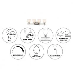 Oxnard 27.5 in. 4-Light Brushed Nickel Bathroom Vanity Light Fixture with Frosted Glass by Bel Air Lighting -GlowNest Shop brushed nickel bel air lighting vanity lighting 22294 bn 40 1000