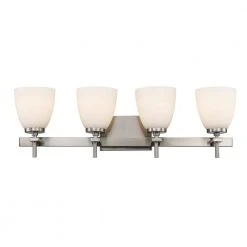 Oxnard 27.5 in. 4-Light Brushed Nickel Bathroom Vanity Light Fixture with Frosted Glass by Bel Air Lighting