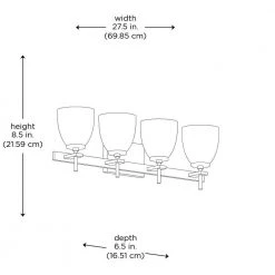 Oxnard 27.5 in. 4-Light Brushed Nickel Bathroom Vanity Light Fixture with Frosted Glass by Bel Air Lighting -GlowNest Shop brushed nickel bel air lighting vanity lighting 22294 bn 77 1000