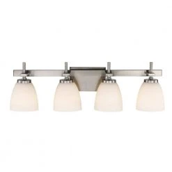Oxnard 27.5 in. 4-Light Brushed Nickel Bathroom Vanity Light Fixture with Frosted Glass by Bel Air Lighting -GlowNest Shop brushed nickel bel air lighting vanity lighting 22294 bn c3 1000