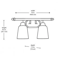 Ashlea 16 in. 2-Light Brushed Nickel Bathroom Vanity Light Fixture with Frosted Glass Shades by Bel Air Lighting -GlowNest Shop brushed nickel bel air lighting vanity lighting 2512 bn 40 1000
