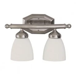 Ashlea 16 in. 2-Light Brushed Nickel Bathroom Vanity Light Fixture with Frosted Glass Shades by Bel Air Lighting