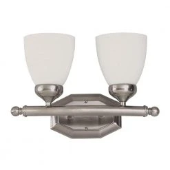 Ashlea 16 in. 2-Light Brushed Nickel Bathroom Vanity Light Fixture with Frosted Glass Shades by Bel Air Lighting -GlowNest Shop brushed nickel bel air lighting vanity lighting 2512 bn c3 1000