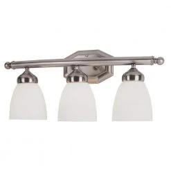 Ashlea 3-Light Brushed Nickel Bathroom Vanity Light Fixture with Frosted Glass Shades by Bel Air Lighting