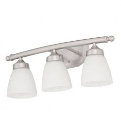 Ashlea 3-Light Brushed Nickel Bathroom Vanity Light Fixture with Frosted Glass Shades by Bel Air Lighting -GlowNest Shop brushed nickel bel air lighting vanity lighting 2513 bn c3 1000