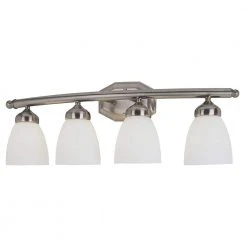 Ashlea 4-Light Brushed Nickel Bathroom Vanity Light Fixture with Frosted Glass Shades by Bel Air Lighting
