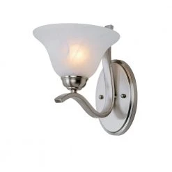 Hollyslope 1-Light Brushed Nickel Wall Sconce Light Fixture with Marbleized Glass Shade by Bel Air Lighting