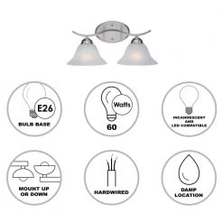 Hollyslope 2-Light Brushed Nickel Bathroom Vanity Light Fixture with Marbleized Glass Shades by Bel Air Lighting -GlowNest Shop brushed nickel bel air lighting vanity lighting 2826 bn 40 1000