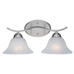 Hollyslope 2-Light Brushed Nickel Bathroom Vanity Light Fixture with Marbleized Glass Shades by Bel Air Lighting