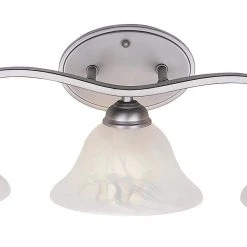 Hollyslope 3-Light Brushed Nickel Bathroom Vanity Light Fixture with Marbleized Glass Shades by Bel Air Lighting -GlowNest Shop brushed nickel bel air lighting vanity lighting 2827 bn 1f 1000
