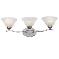 Hollyslope 3-Light Brushed Nickel Bathroom Vanity Light Fixture with Marbleized Glass Shades by Bel Air Lighting -GlowNest Shop brushed nickel bel air lighting vanity lighting 2827 bn c3 1000