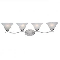 Hollyslope 4-Light Brushed Nickel Bathroom Vanity Light Fixture with Marbleized Glass Shades by Bel Air Lighting -GlowNest Shop brushed nickel bel air lighting vanity lighting 2828 bn 4f 1000