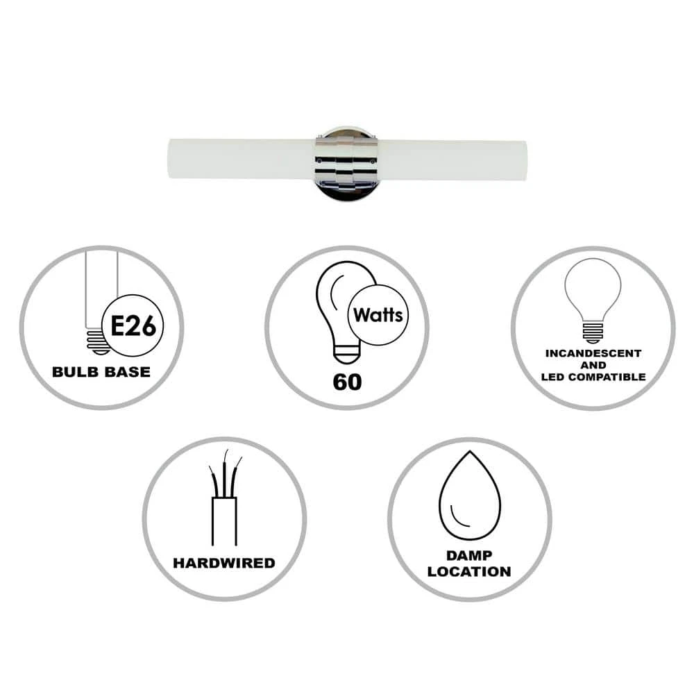 Fusion 20.5 in. 2-Light Brushed Nickel Bathroom Vanity Light Fixture with Frosted Glass by Bel Air Lighting 6 Fusion 20.5 in. 2-Light Brushed Nickel Bathroom Vanity Light Fixture with Frosted Glass by Bel Air Lighting - Image 4