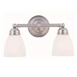 Ardmore 15.75 in. 2-Light Brushed Nickel Bathroom Vanity Light Fixture with White Frost Shades by Bel Air Lighting