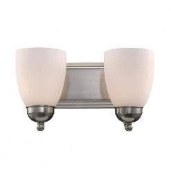 Clayton 2-Light Brushed Nickel Bathroom Vanity Light Fixture by Bel Air Lighting