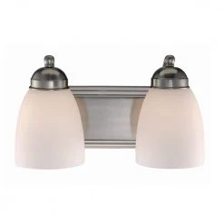 Clayton 2-Light Brushed Nickel Bathroom Vanity Light Fixture by Bel Air Lighting -GlowNest Shop brushed nickel bel air lighting vanity lighting 3502 1 bn c3 1000