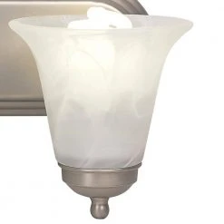 Cabernet Collection 14 in. 2-Light Brushed Nickel Bathroom Vanity Light Fixture with White Marbleized Shade by Bel Air Lighting -GlowNest Shop brushed nickel bel air lighting vanity lighting 3502 bn 4f 1000