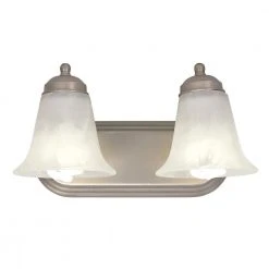 Cabernet Collection 14 in. 2-Light Brushed Nickel Bathroom Vanity Light Fixture with White Marbleized Shade by Bel Air Lighting -GlowNest Shop brushed nickel bel air lighting vanity lighting 3502 bn c3 1000