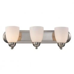 Clayton 3-Light Brushed Nickel Bathroom Vanity Light Fixture by Bel Air Lighting