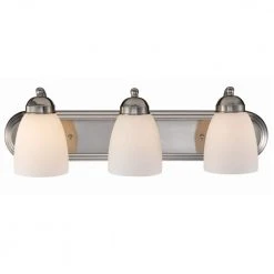 Clayton 3-Light Brushed Nickel Bathroom Vanity Light Fixture by Bel Air Lighting -GlowNest Shop brushed nickel bel air lighting vanity lighting 3503 1 bn c3 1000