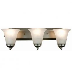 Cabernet Collection 3-Light Brushed Nickel Bathroom Vanity Light Fixture with White Marbleized Shade by Bel Air Lighting