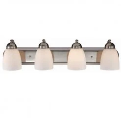 Clayton 4-Light Brushed Nickel Bathroom Vanity Light Fixture by Bel Air Lighting -GlowNest Shop brushed nickel bel air lighting vanity lighting 3504 1 bn c3 1000