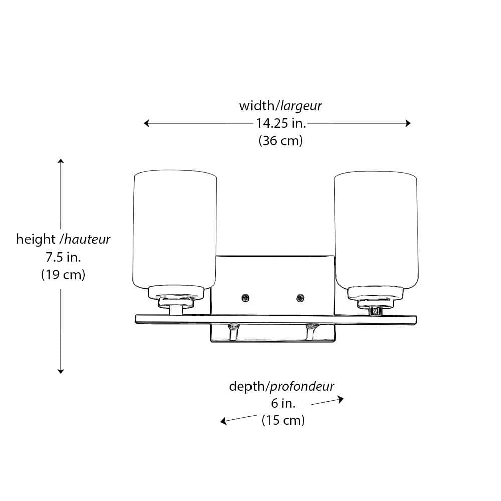 Mod Pod 14.25 in. 2-Light Brushed Nickel Bathroom Vanity Light Fixture with Frosted Glass Cylinder Shades by Bel Air Lighting 4 Mod Pod 14.25 in. 2-Light Brushed Nickel Bathroom Vanity Light Fixture with Frosted Glass Cylinder Shades by Bel Air Lighting - Image 3