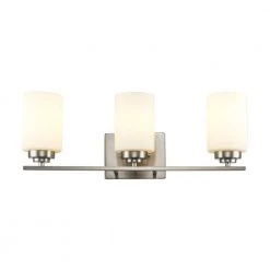 Mod Pod 22 in. 3-Light Brushed Nickel Bathroom Vanity Light Fixture with Frosted Glass Cylinder Shades by Bel Air Lighting