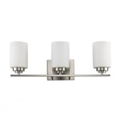 Mod Pod 22 in. 3-Light Brushed Nickel Bathroom Vanity Light Fixture with Frosted Glass Cylinder Shades by Bel Air Lighting -GlowNest Shop brushed nickel bel air lighting vanity lighting 70523 bn c3 1000