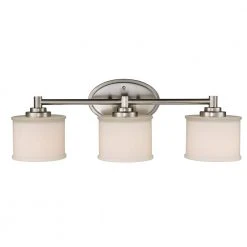 Cahill 3-Light Brushed Nickel Bathroom Vanity Light Fixture with Frosted Glass Shades by Bel Air Lighting -GlowNest Shop brushed nickel bel air lighting vanity lighting 70723 bn 44 1000