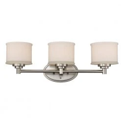 Cahill 3-Light Brushed Nickel Bathroom Vanity Light Fixture with Frosted Glass Shades by Bel Air Lighting