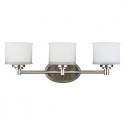 Cahill 3-Light Brushed Nickel Bathroom Vanity Light Fixture with Frosted Glass Shades by Bel Air Lighting -GlowNest Shop brushed nickel bel air lighting vanity lighting 70723 bn c3 1000