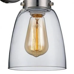 Jennifer 1-Light Brushed Nickel Wall Sconce Light Fixture with Clear Glass Shade by Bel Air Lighting -GlowNest Shop brushed nickel bel air lighting vanity lighting 70831 bn 4f 1000