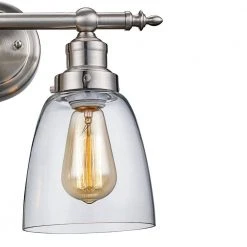 Jennifer 2-Light Brushed Nickel Bathroom Vanity Light Fixture with Clear Glass Shades by Bel Air Lighting -GlowNest Shop brushed nickel bel air lighting vanity lighting 70832 bn 1f 1000