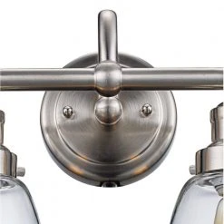 Jennifer 2-Light Brushed Nickel Bathroom Vanity Light Fixture with Clear Glass Shades by Bel Air Lighting -GlowNest Shop brushed nickel bel air lighting vanity lighting 70832 bn 4f 1000